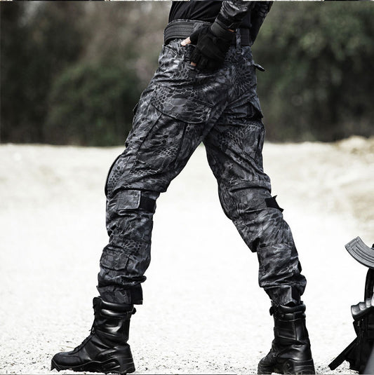 Four Seasons Military Tactical Pants CP Camouflage Black Python Pattern Frog Pants Overalls - Camo Elite