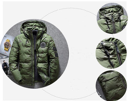 Men's Winter Jacket Hooded Coat Casual Slim Down Parka | Camo Elite