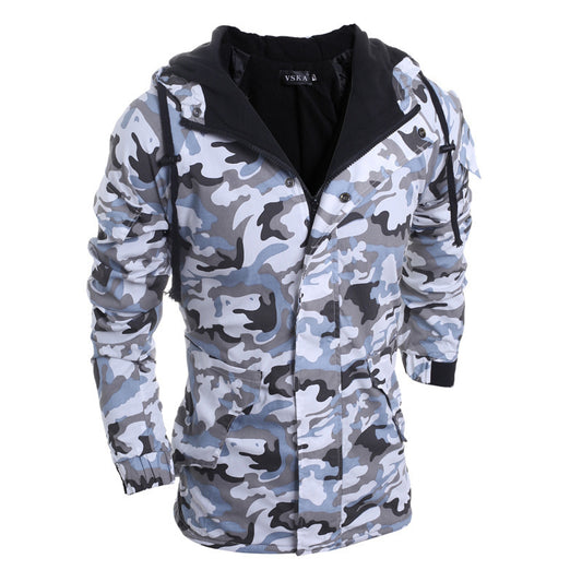 Men's Camo Hooded Thermal Padded Jacket - Camo Elite