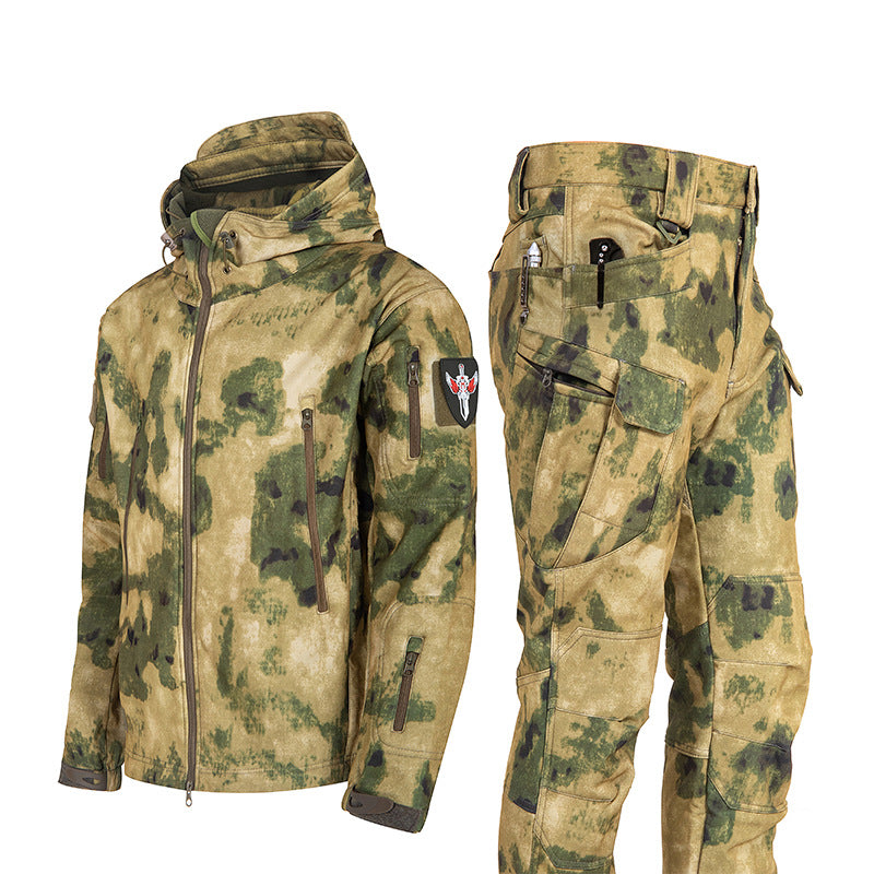 Ruins Russian Camouflage Shark Skin Shell Jacket Suit Fleece-lined Waterproof Tactical Suit - Camo Elite