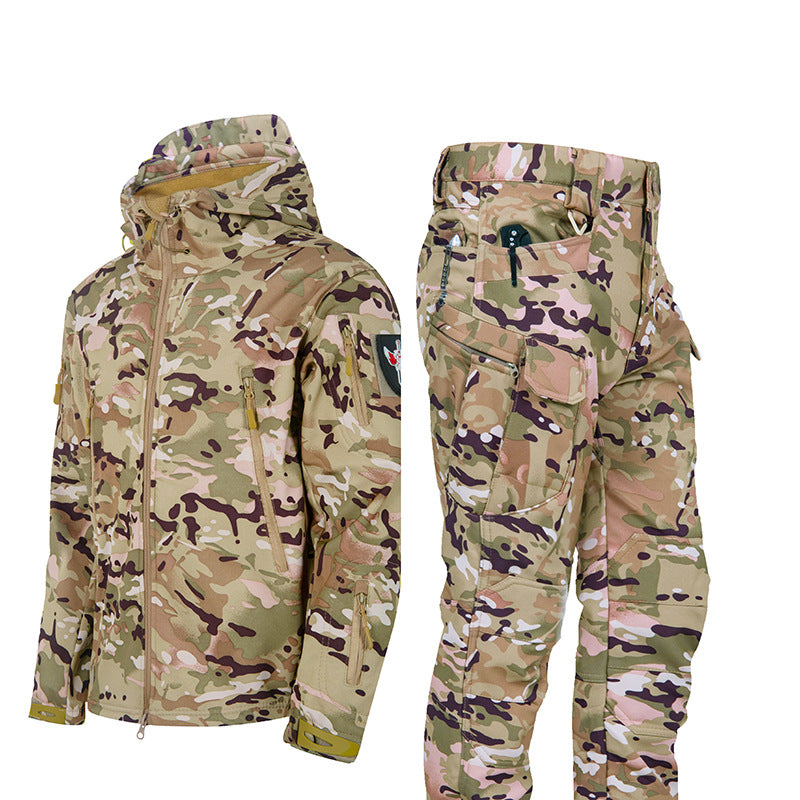 Ruins Russian Camouflage Shark Skin Shell Jacket Suit Fleece-lined Waterproof Tactical Suit - Camo Elite